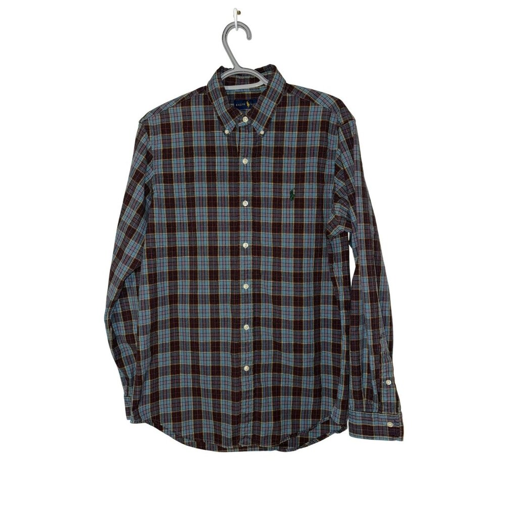 Ralph Lauren Plaid Button-Down Long Sleeve Shirt 100% Cotton Size Medium